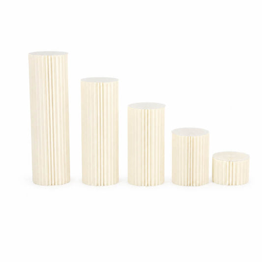 5PCS Paper Cylinder Pedestal Stand Set with Tulle Covers for Wedding & Party Decor