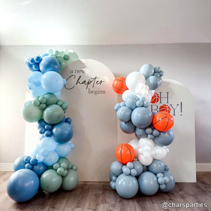 Pastel baby shower balloon backdrop party stand display alternate view