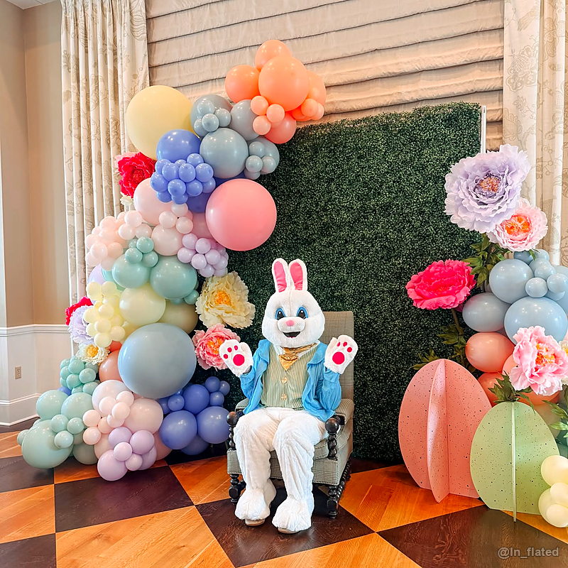 Pastel easter bunny balloon garden wall party backdrop display
