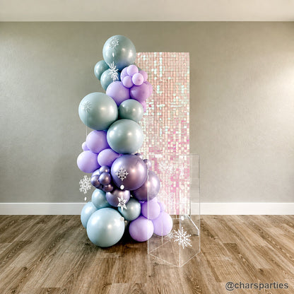 Pastel winter balloon shimmer wall party decoration display