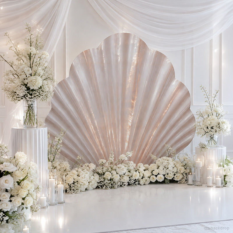 Pearl seashell floral wedding ceremony party photo backdrop
