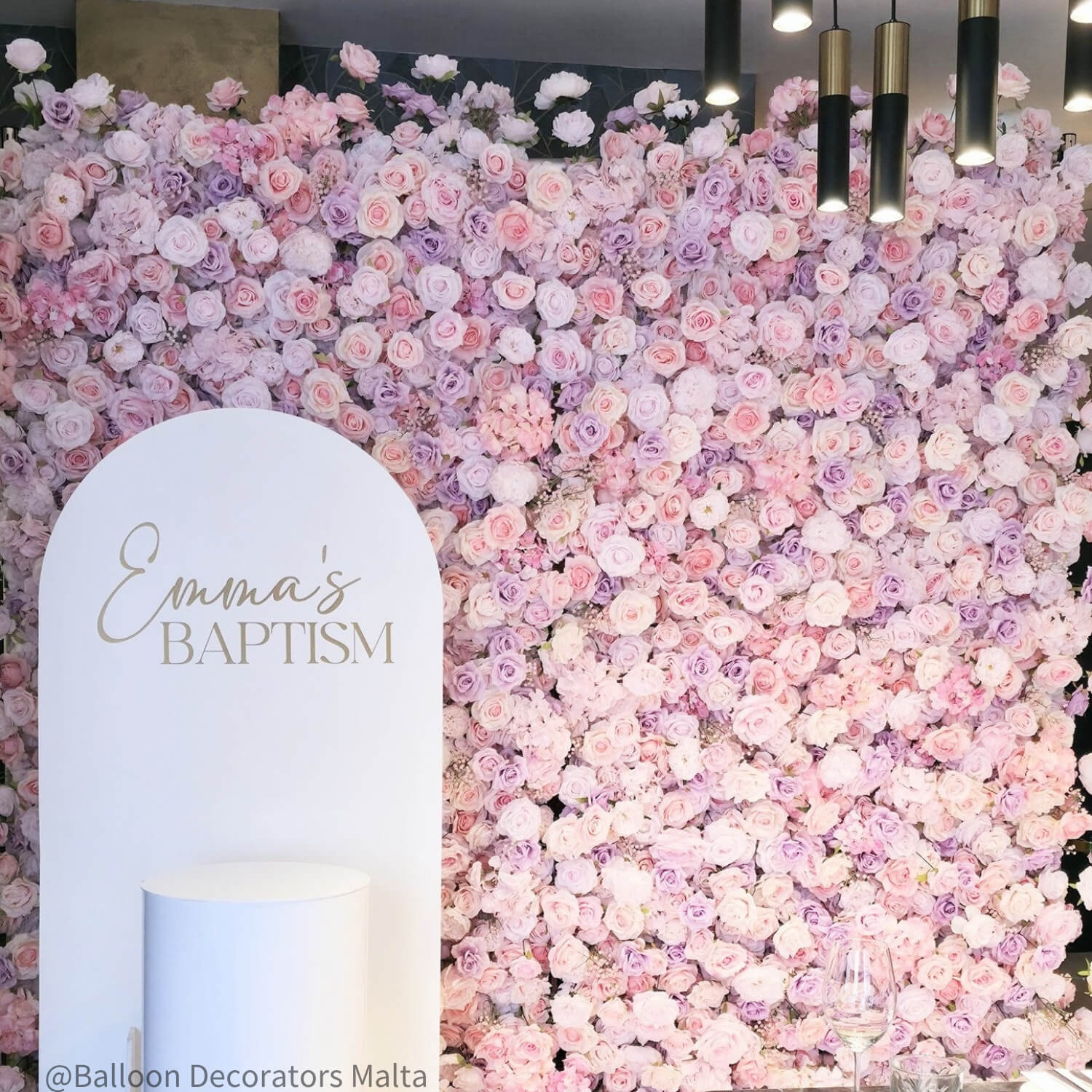 Pink and Purple Roses Fabric Flower Wall for Birthday Party-ubackdrop