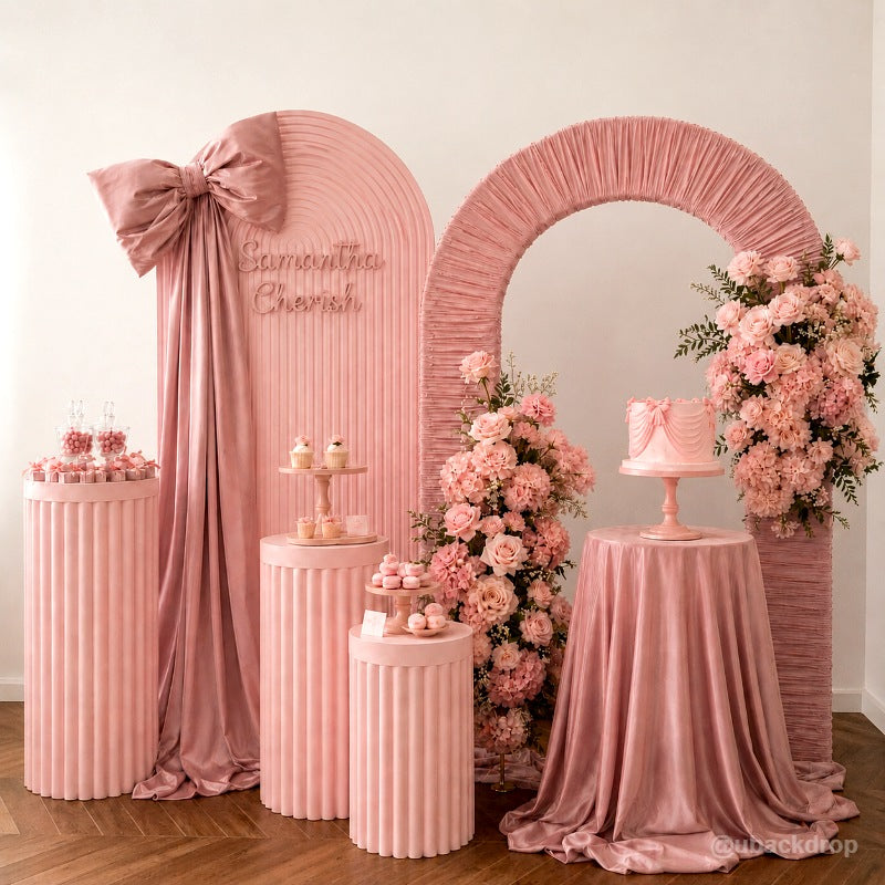 4.3x7ft 3D Dual-Tube Ruched Fabric Cover Arch Stand for Event Decor-ubackdrop