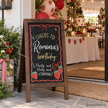 Pink birthday chalkboard welcome sign indoor party decoration