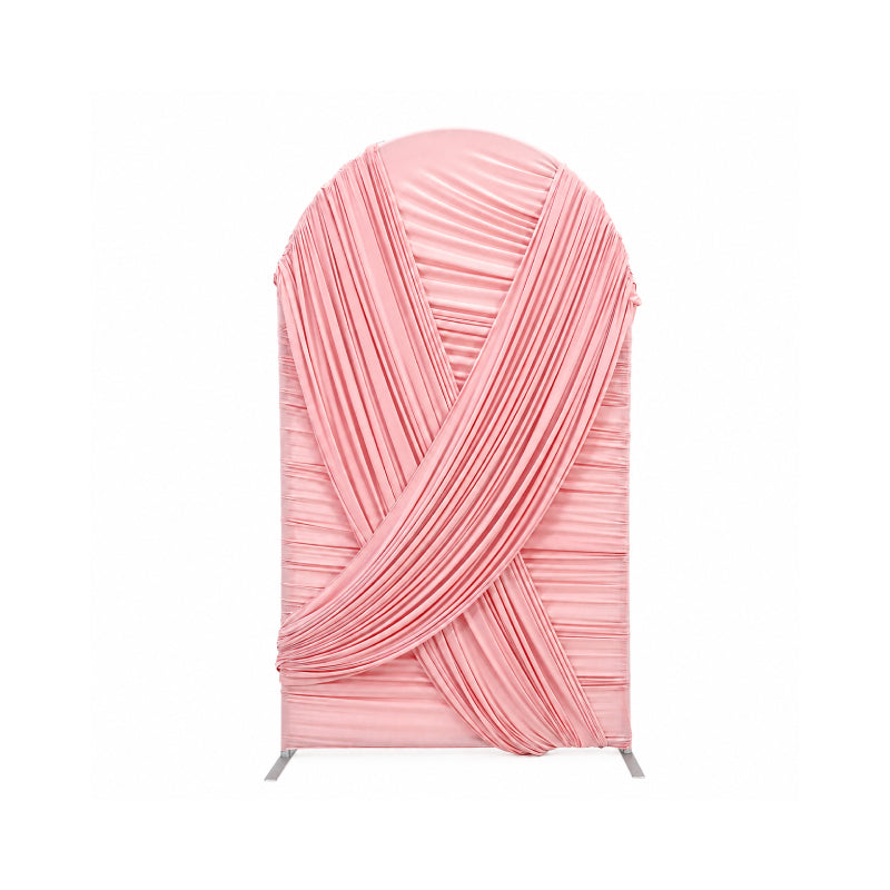 Pink crossed drapery arch party stand isolated front product view