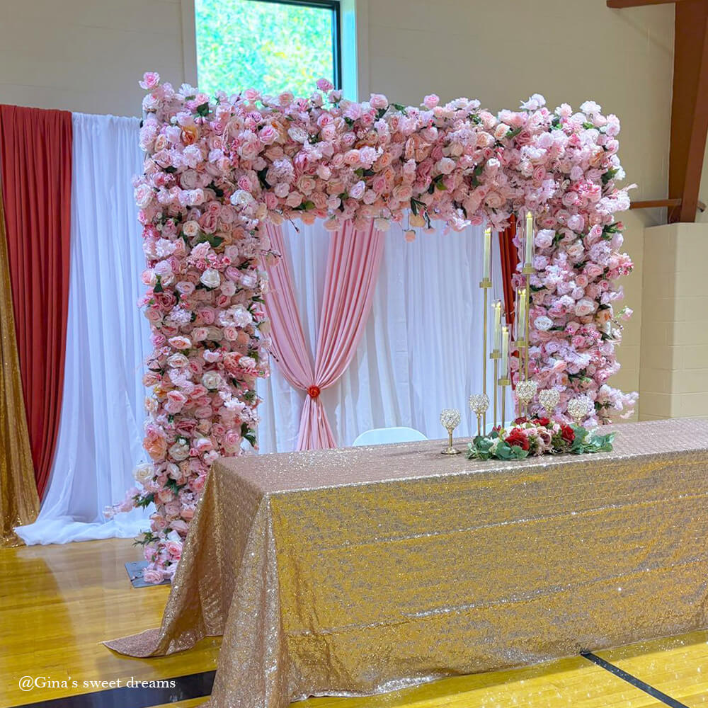Pink Fabric Artificial Flower Wall Arch Wedding Birthday Party Decoration-ubackdrop