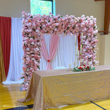 Pink Fabric Artificial Flower Wall Arch Wedding Birthday Party Decoration-ubackdrop