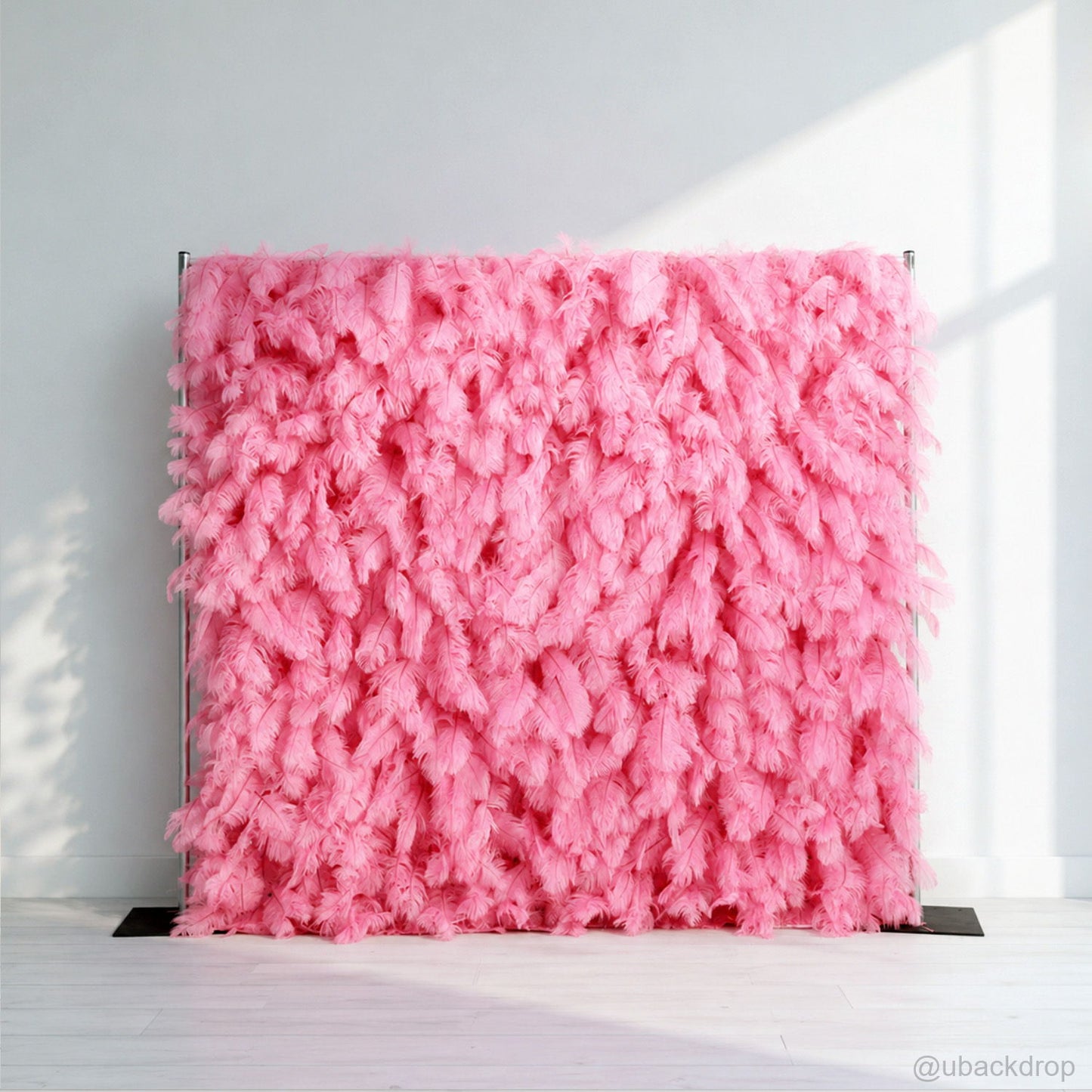 pink-feather-flower-wall-backdrop-for-wedding-party-event
