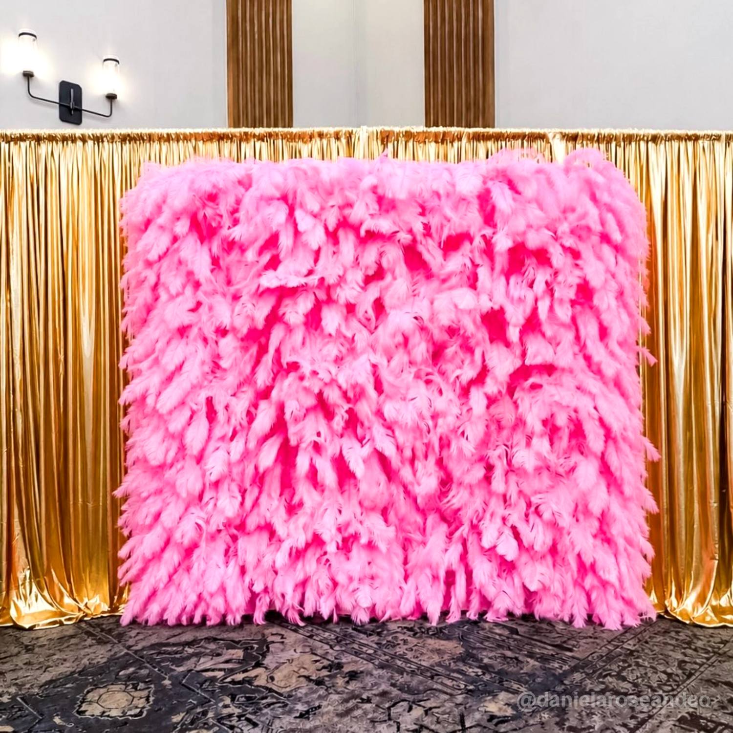 Pink Feather Flower Wall for Wedding Arrangement Bridal Shower Party Backdrop-ubackdrop
