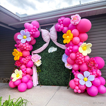 Pink flower balloon garden wall spring party backdrop display