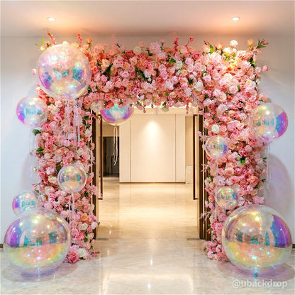 Pink Fabric Artificial Flower Wall Arch Wedding Birthday Party Decoration-ubackdrop