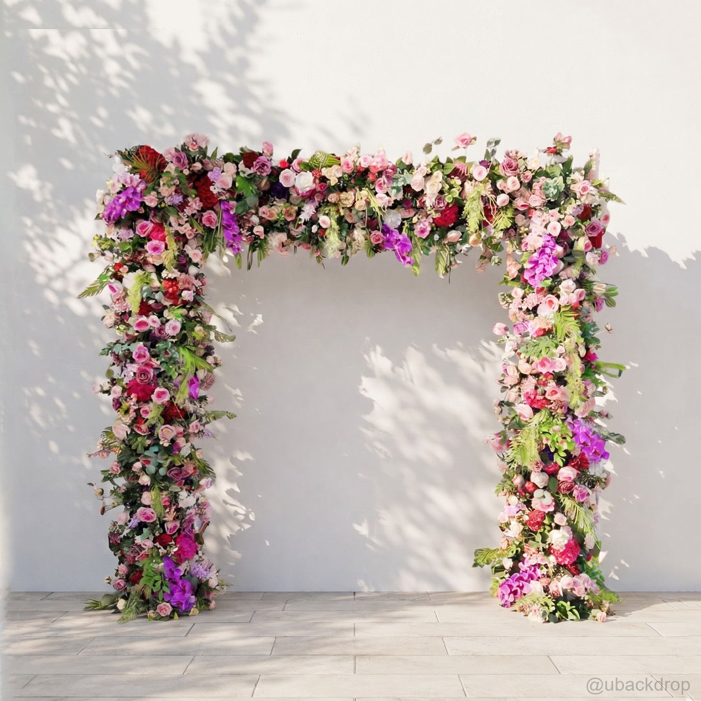 pink-green-floral-arch-stand-backdrop-for-wedding-party-event