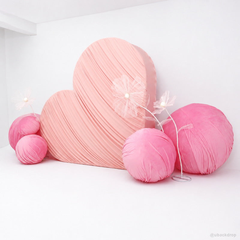 Pink heart party stand round fabric ball photo backdrop