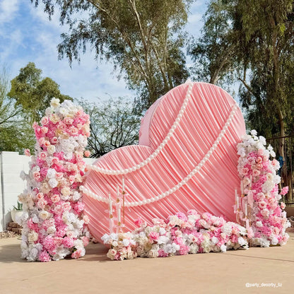 3D 8x8ft Double Layer Side Laying Heart for Party Decor Backdrop Stand-ubackdrop