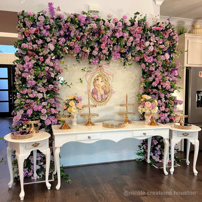 7D Purple Fabric Artificial Flower Wall Arch Wedding Party Decoration-ubackdrop