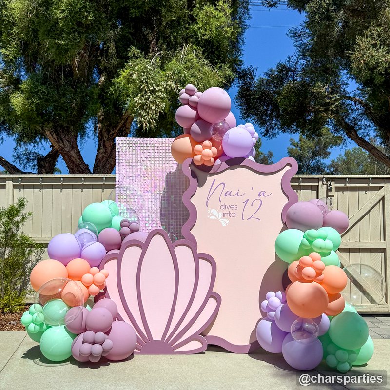 Pink red birthday balloon backdrop party stand decor