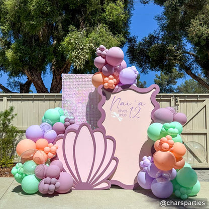 Pink red birthday balloon backdrop party stand decor