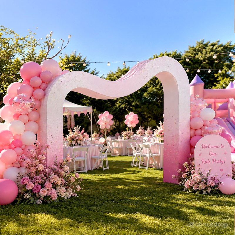 9.8x6.3FT 3D Double Layer Wave Arches Stand Party Backdrop Stand-ubackdrop