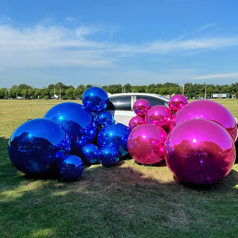 Blue Inflatable Mirror Ball Reusable Big Bubble Balloon-ubackdrop