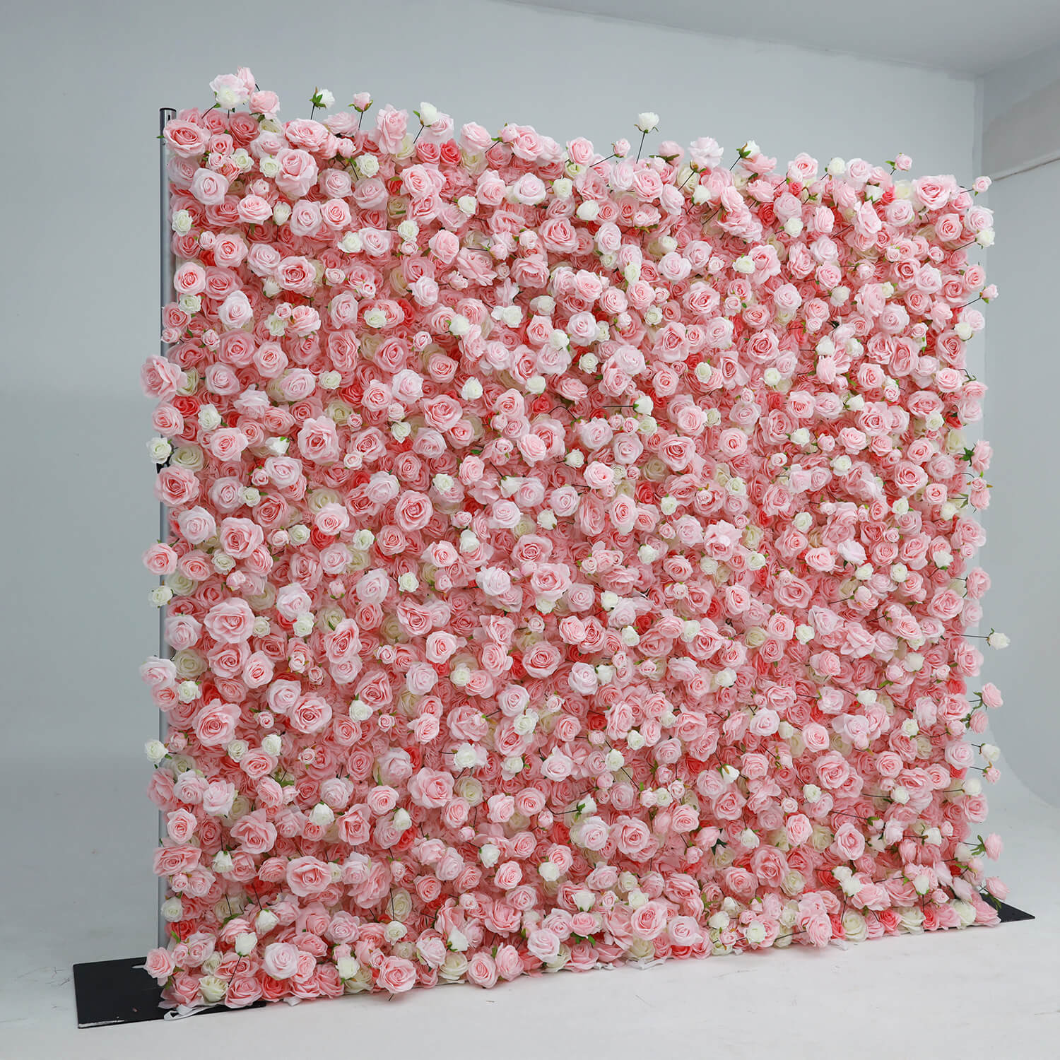 Pink White Roses Fabric Flower Wall for Party Decor-ubackdrop