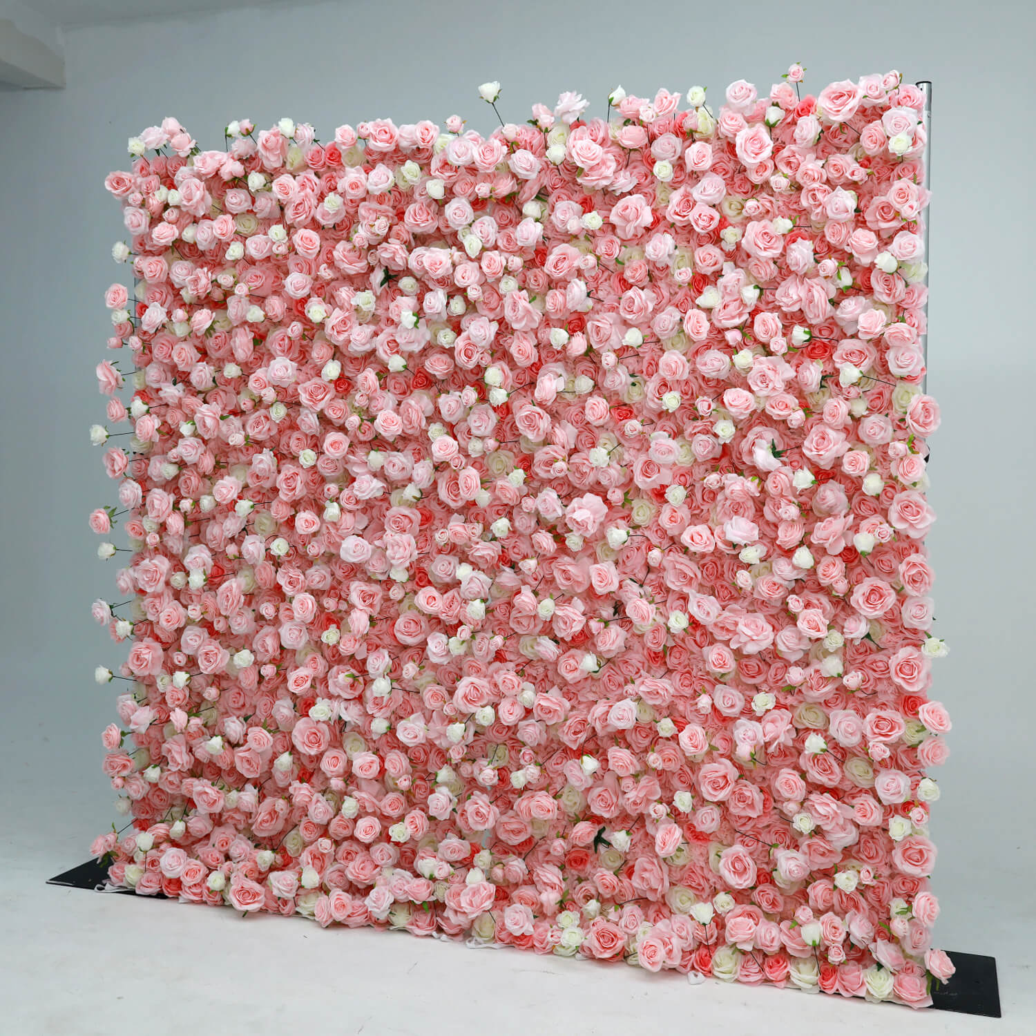 Pink White Roses Fabric Flower Wall for Party Decor-ubackdrop