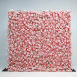 Pink White Roses Fabric Flower Wall for Party Decor