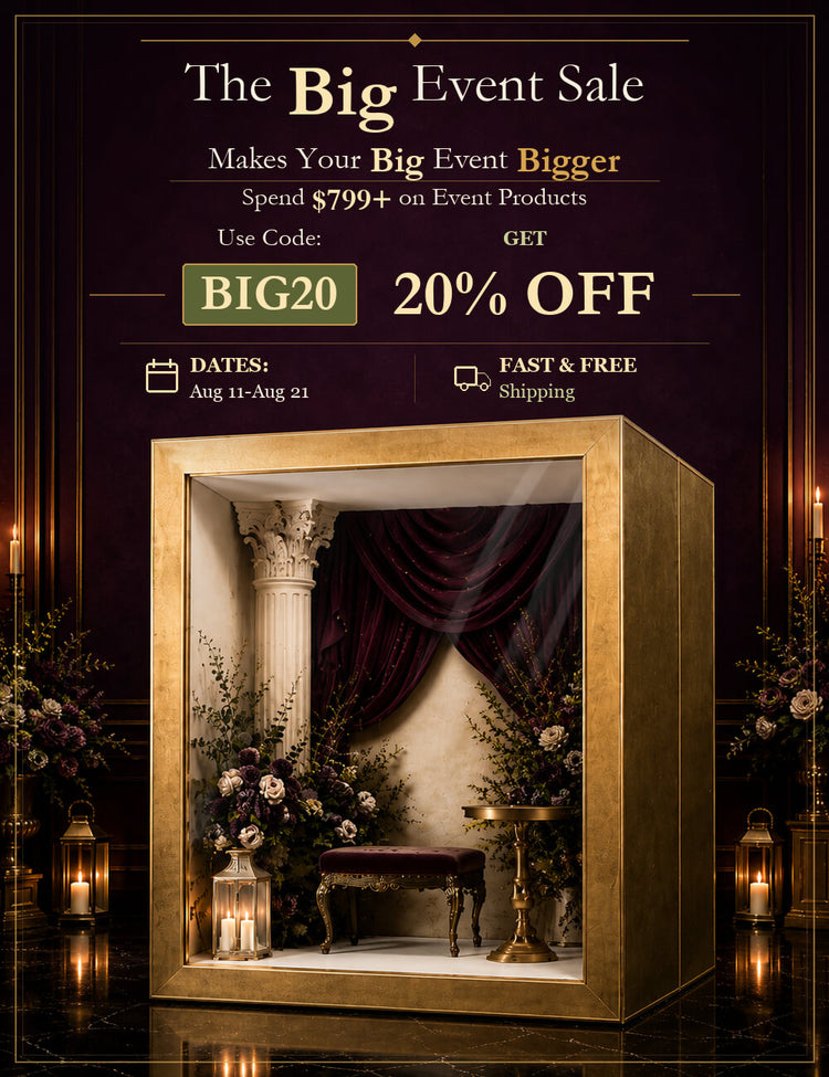 Promotional poster for the big event sale featuring elegant decor