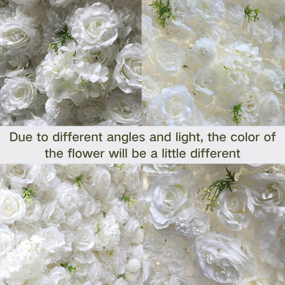 3D White Luxury Fabric Artificial Flower Wall Wedding Party Decor-ubackdrop