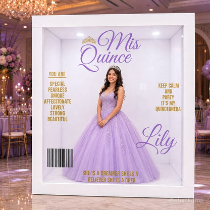 6.5x7.5ft Purple and Gold Mis Quince Magazine Cover Photo Booth Party Photo Box