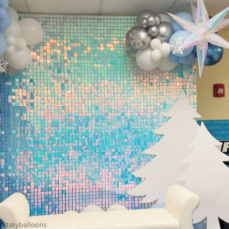 Rainbow Blue Shimmer Wall Panels – Easy Setup Wedding/Event/Theme Party Decorations-ubackdrop