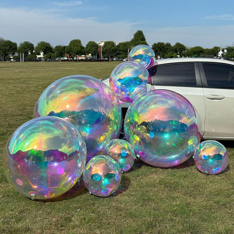 Rainbow Color Inflatable Mirror Ball Reusable Big Bubble Balloon-ubackdrop