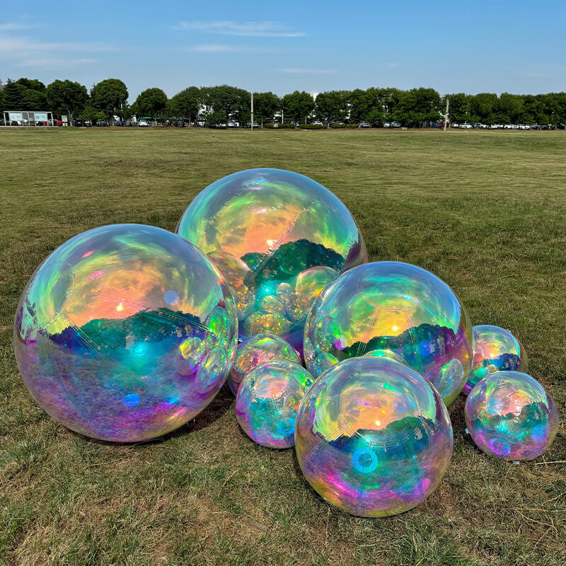 Rainbow Color Inflatable Mirror Ball Reusable Big Bubble Balloon-ubackdrop