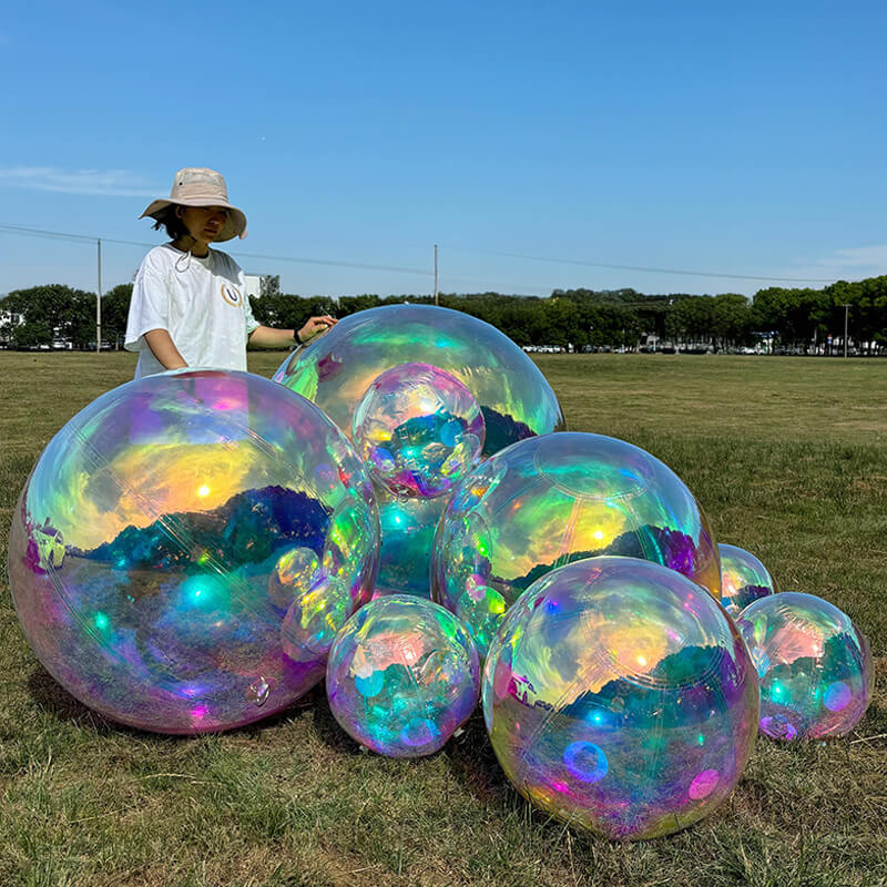 Rainbow Color Inflatable Mirror Ball Reusable Big Bubble Balloon-ubackdrop