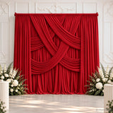 Red Double-Layer Backdrop Draping Panels with Rod Pocket