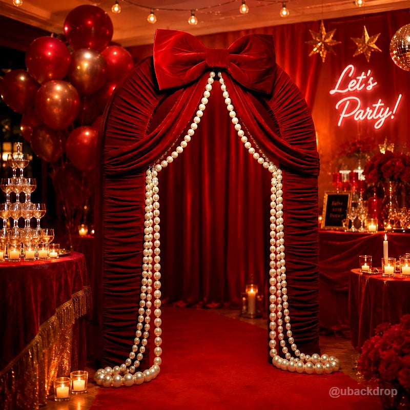 4.3x7ft 3D Dual-Tube Ruched Fabric Cover Arch Stand for Event Decor-ubackdrop