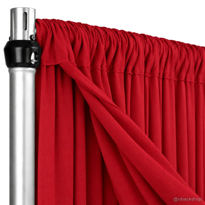 Red double layer drape stand with swag fabric detail