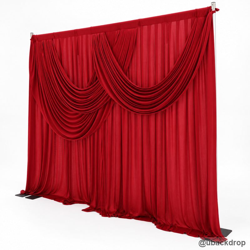 Red draped wedding backdrop frame party stand event decoration