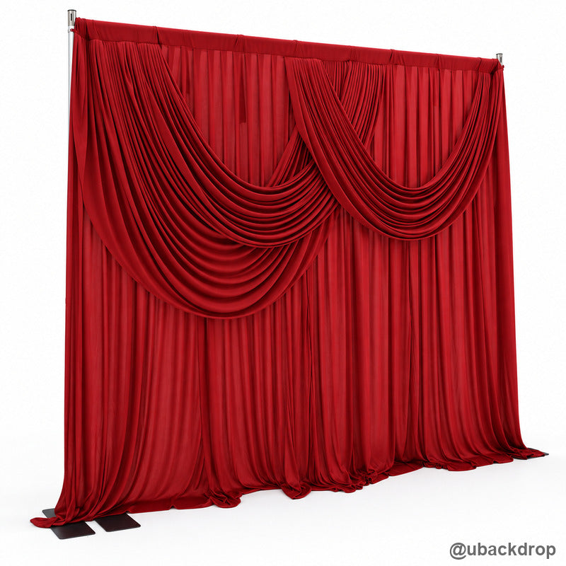 Red drapery backdrop frame angled party stand event display