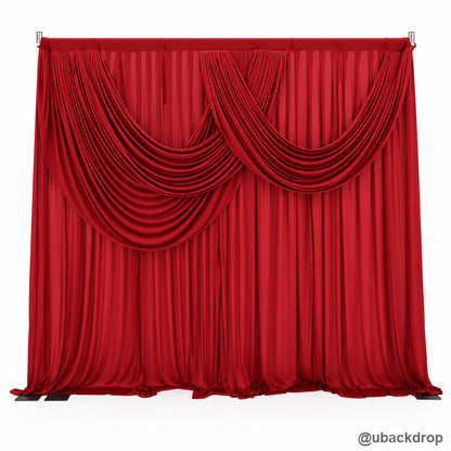Red drapery backdrop frame front view party stand display