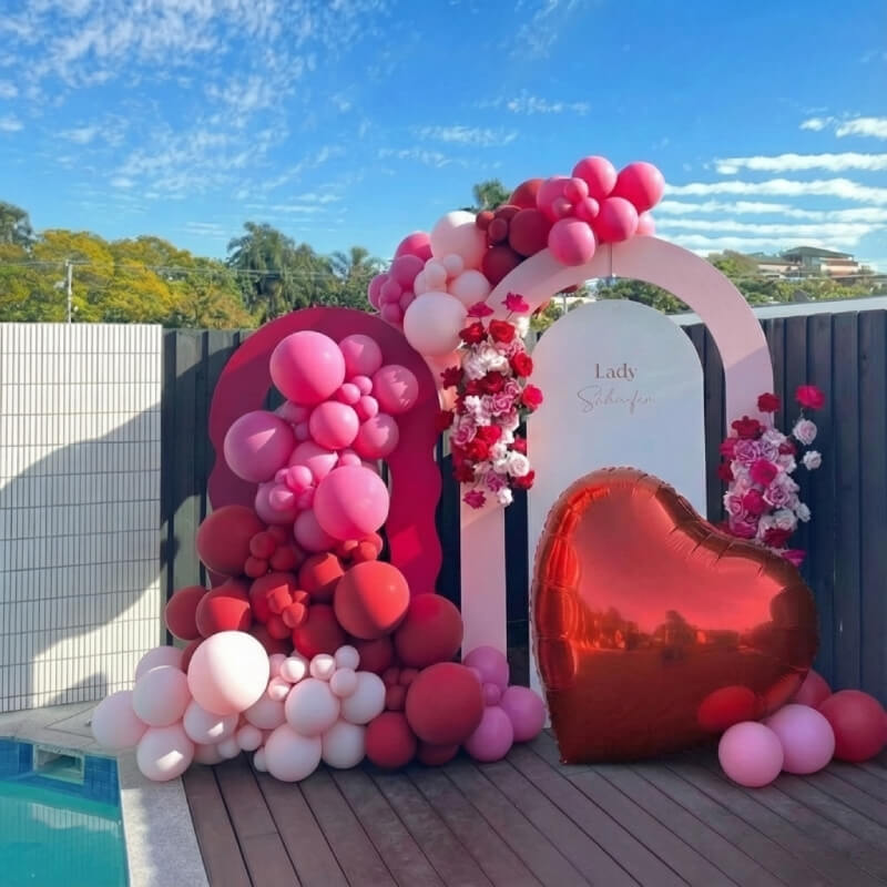 Red Shiny Hearts Inflatable Mirror Ball Reusable Big Bubble Balloon-ubackdrop