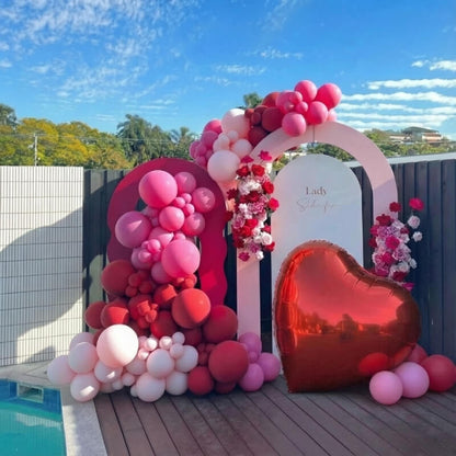 Red Shiny Hearts Inflatable Mirror Ball Reusable Big Bubble Balloon-ubackdrop