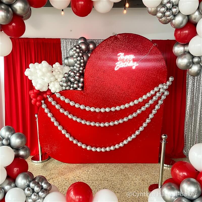 3D 8x8ft Double Layer Side Laying Heart for Party Decor Backdrop Stand-ubackdrop