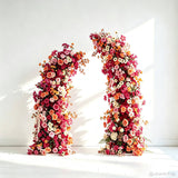 6+7FT Pink & Orange Horned Flower Arch Floral Backdrop for Colorful Party Decor