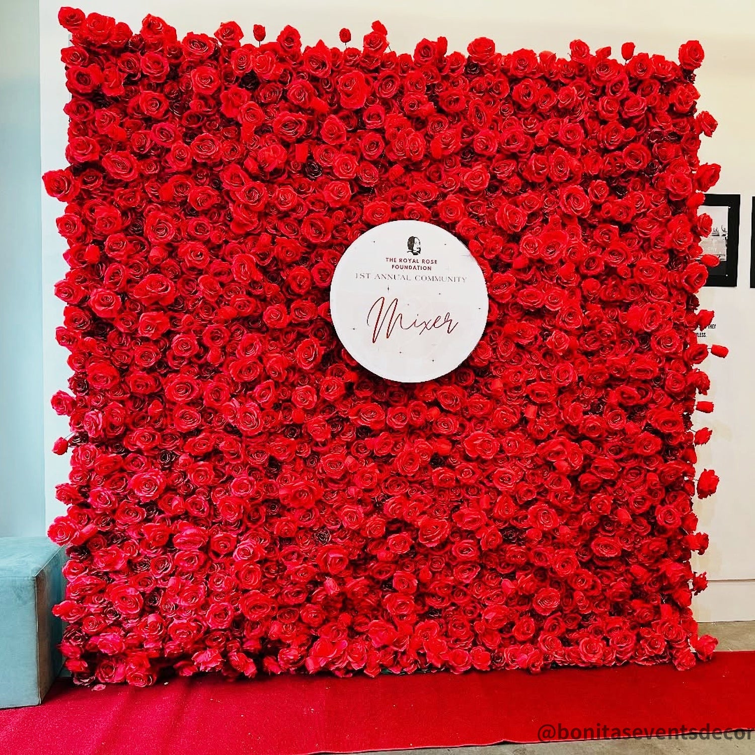 Full Red Roses Fabric Flower Wall For Wedding Arrangement Romantic Atmosphere-ubackdrop