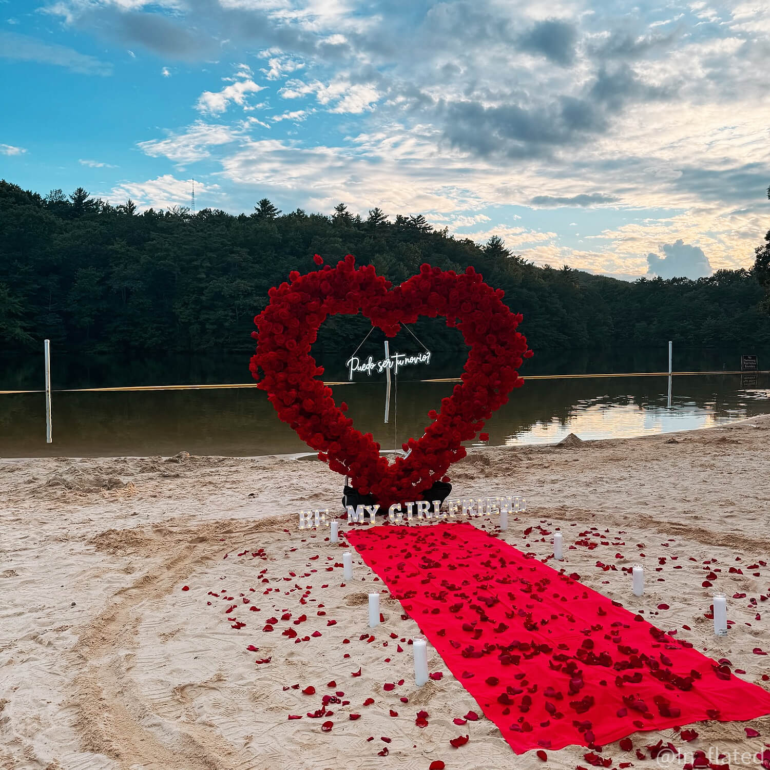 8ft Romantic Atmosphere Heart Shaped Red Rose Flower Wall Wedding Decoration Indoor-ubackdrop