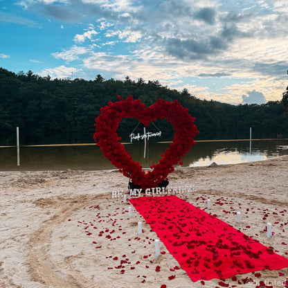 8ft Romantic Atmosphere Heart Shaped Red Rose Flower Wall Wedding Decoration Indoor-ubackdrop