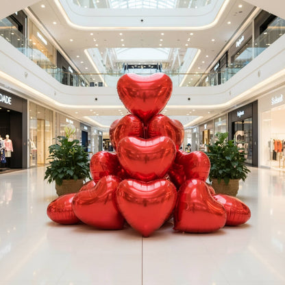 Red Shiny Hearts Inflatable Mirror Ball Reusable Big Bubble Balloon