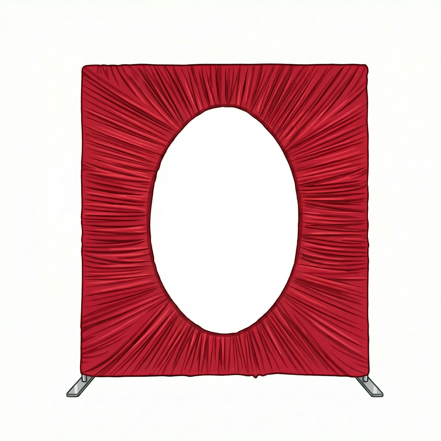7x8ft Oval Cutout Square Ruched Fabric Backdrop Stand for Events-ubackdrop