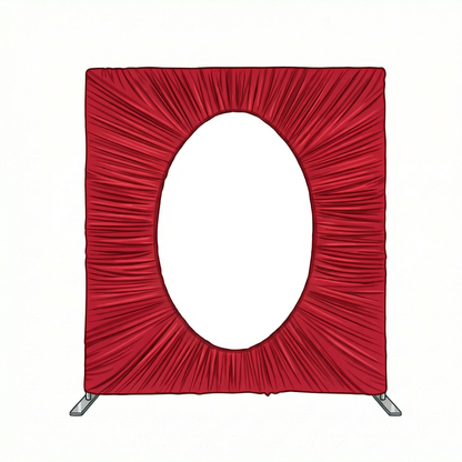 7x8ft Oval Cutout Square Ruched Fabric Backdrop Stand for Events-ubackdrop