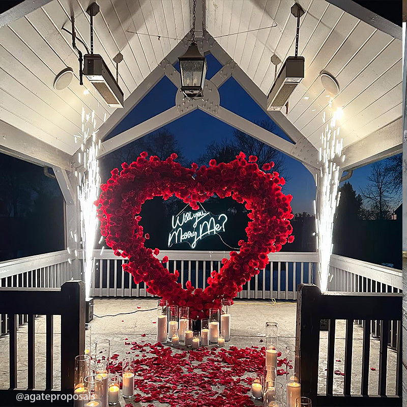 8ft Romantic Atmosphere Heart Shaped Red Rose Flower Wall Wedding Decoration Indoor-ubackdrop